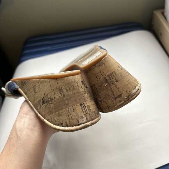 Montego Bay Club Denim Buckle Low Wedge Sandals Women's Size 9 WIDE 9W - Picture 6 of 7